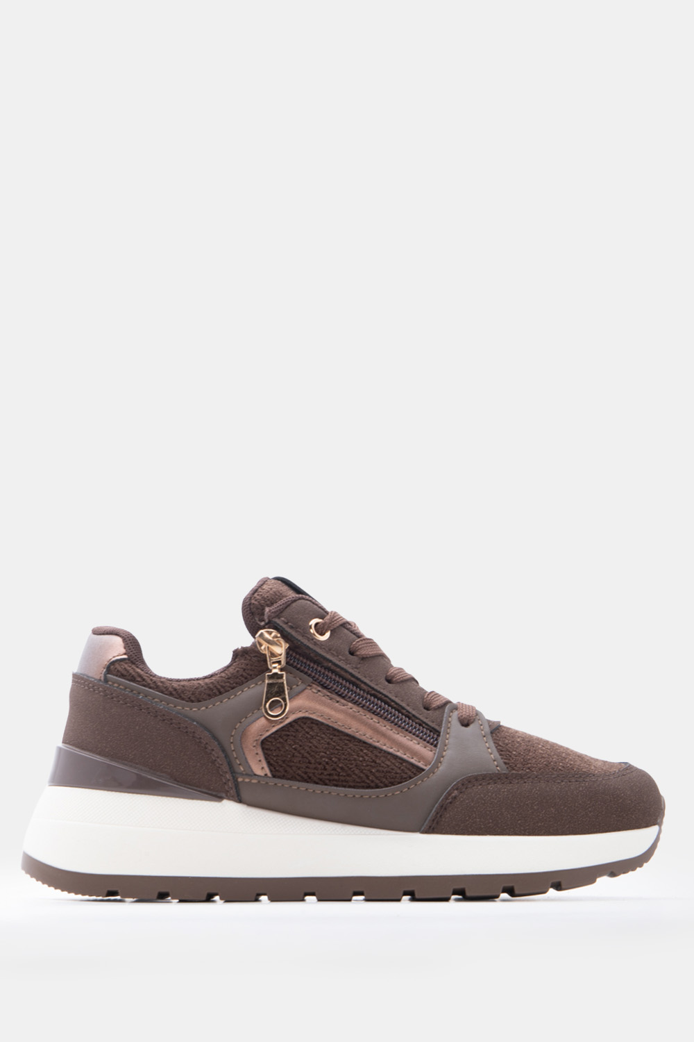 Sneakers με Διακοσμητικό Φερμουάρ - Καφέ Σκούρο