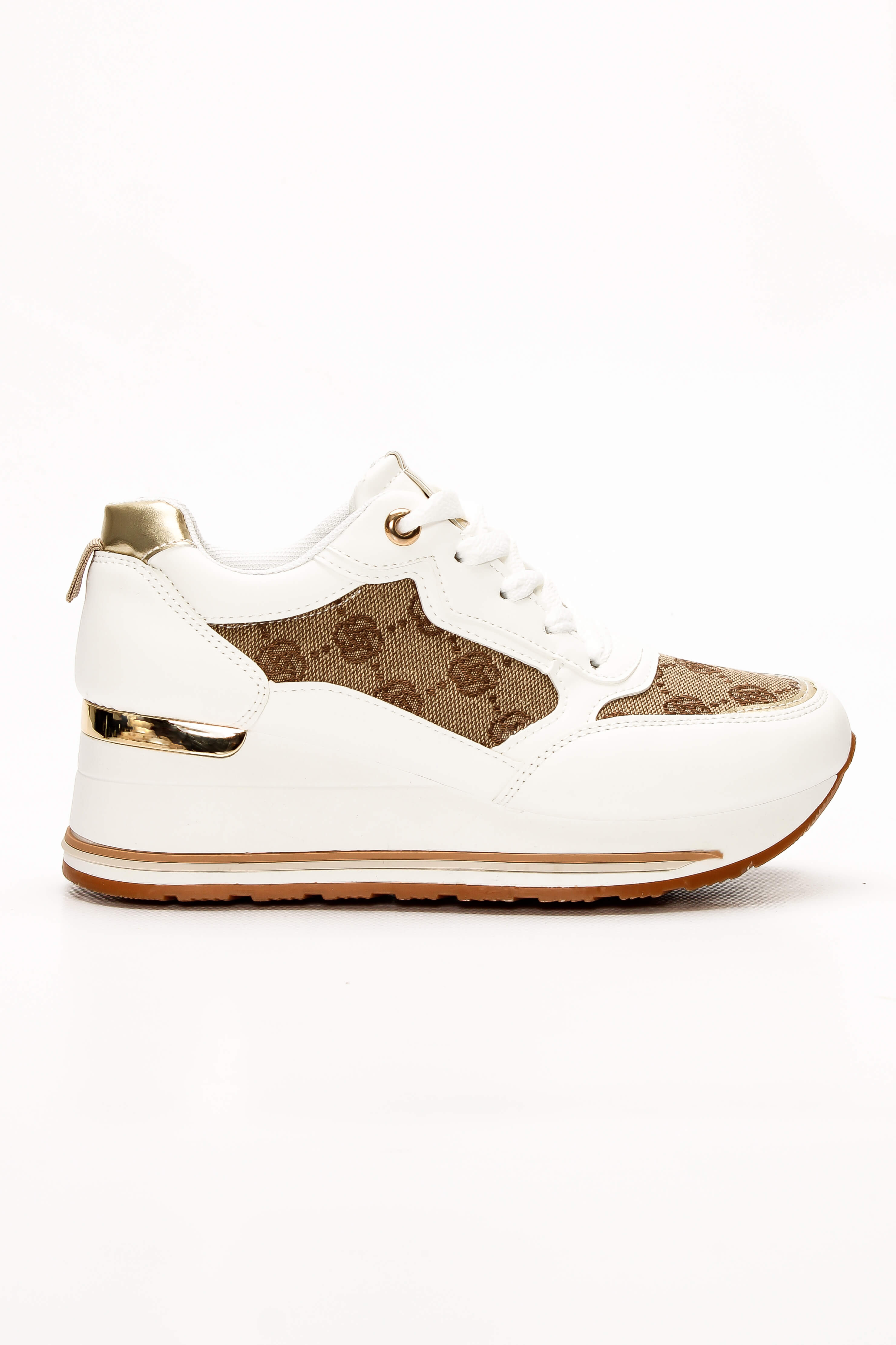 Sneakers με Πλατφόρμα σε Συνδυασμό Χρωμάτων - Λευκό 61909