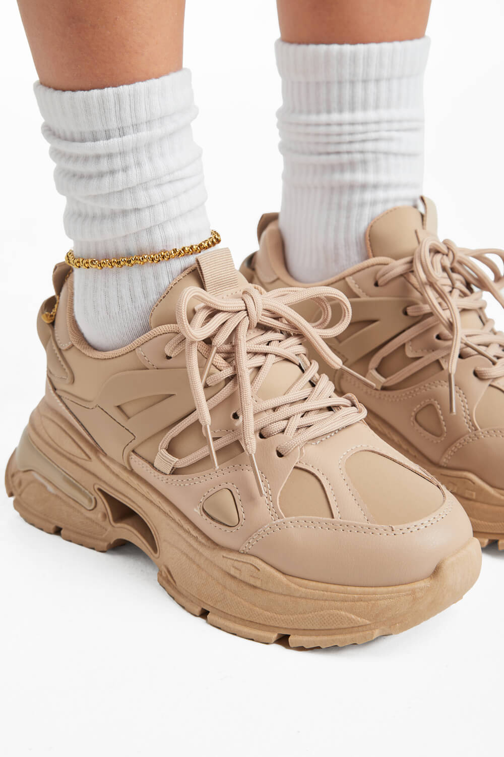 Luigi - ΣΗΜΑΝΤΙΚΟ: Σε περίπτωση διαφοράς τιμής από το κατάστημα ισχύει παντα και μόνο η τιμή του καταστήματος Sneakers με Συνδυασμό Υλικών - Μπεζ-Σκούρο