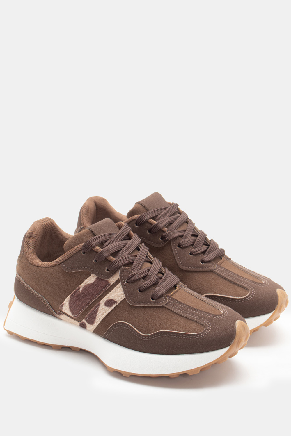 Sneakers σε Συνδυασμό Χρωμάτων - Καφέ Σκούρο