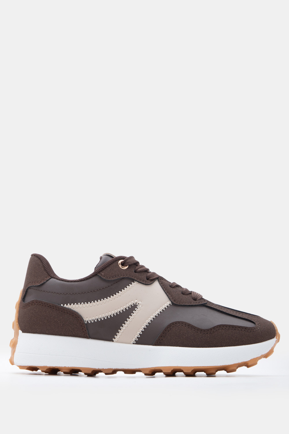 Sneakers σε Συνδυασμό Χρωμάτων - Καφέ Σκούρο