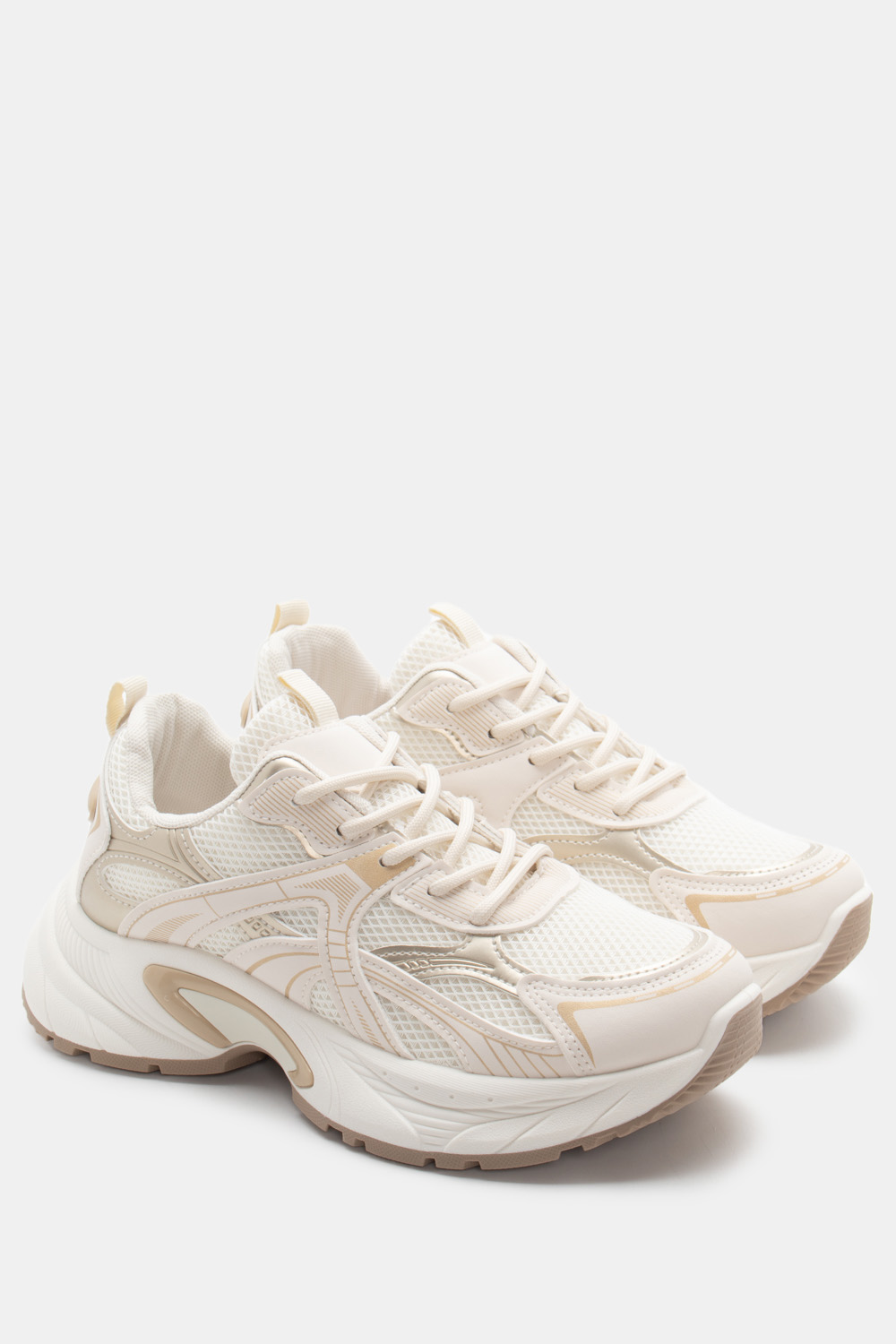 Sneakers σε Συνδυασμό Χρωμάτων & Δίχτυ - Μπεζ