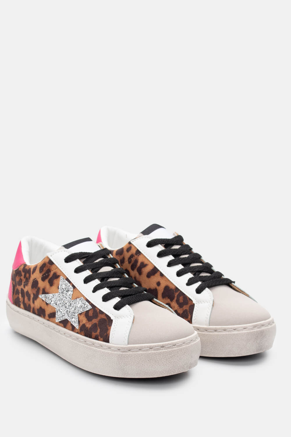 Sneakers σε Συνδυασμό Χρωμάτων & Strass - Animal Print