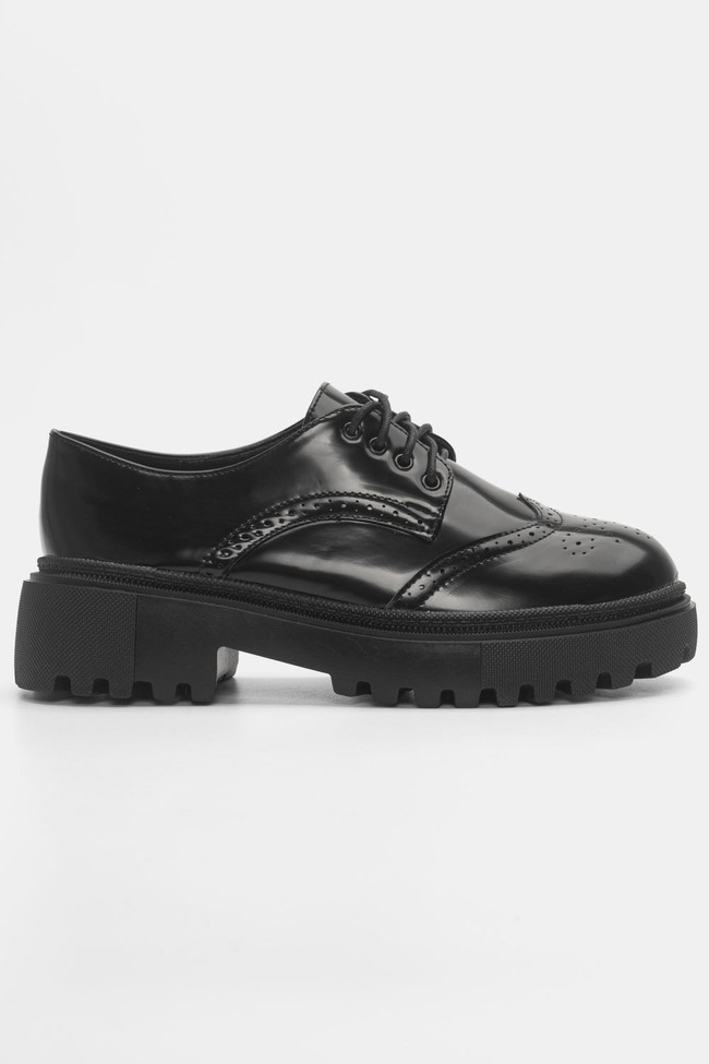 Casual Παπούτσια > Δετά Παπούτσια Δετά Παπούτσια Oxford με Τρακτερωτή Σόλα - Μαύρο