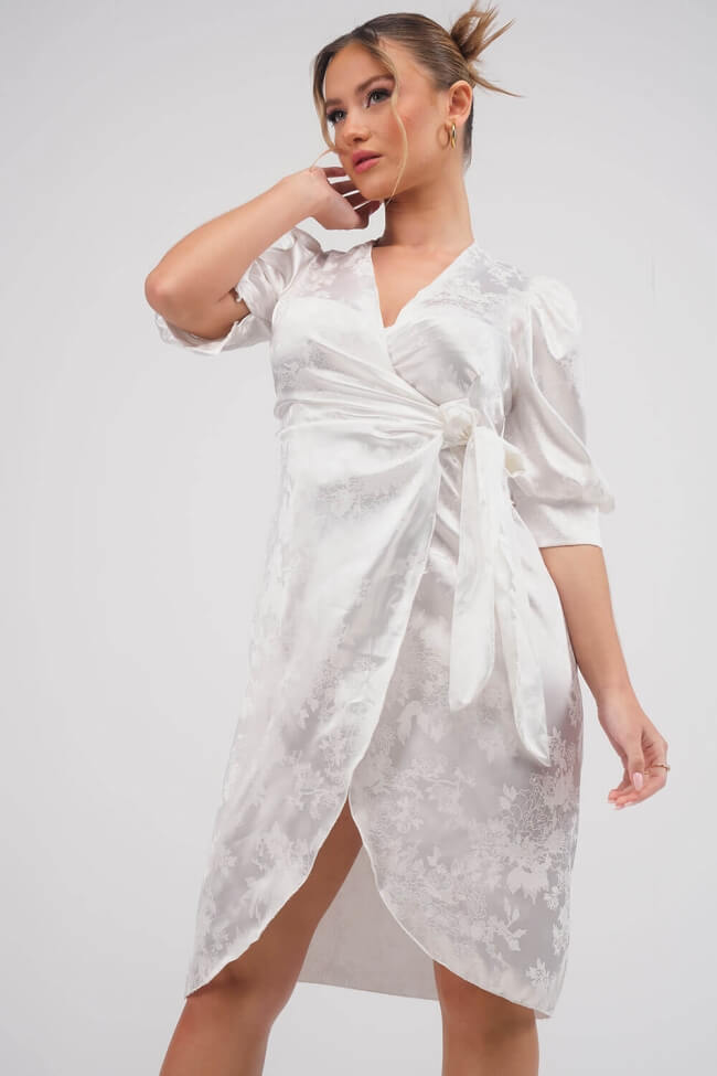 Φόρεμα Σατέν Κρουαζέ με Δέσιμο