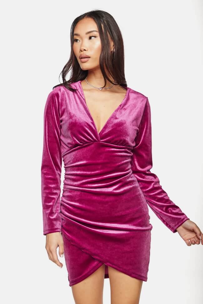 Φόρεμα Velvet με Ενίσχυση & Σούρες