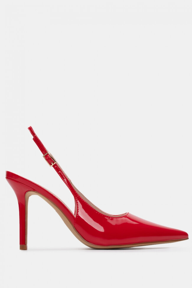 Γόβες Slingback με Το ́κα - Κόκκινο-Λουστρίνι
