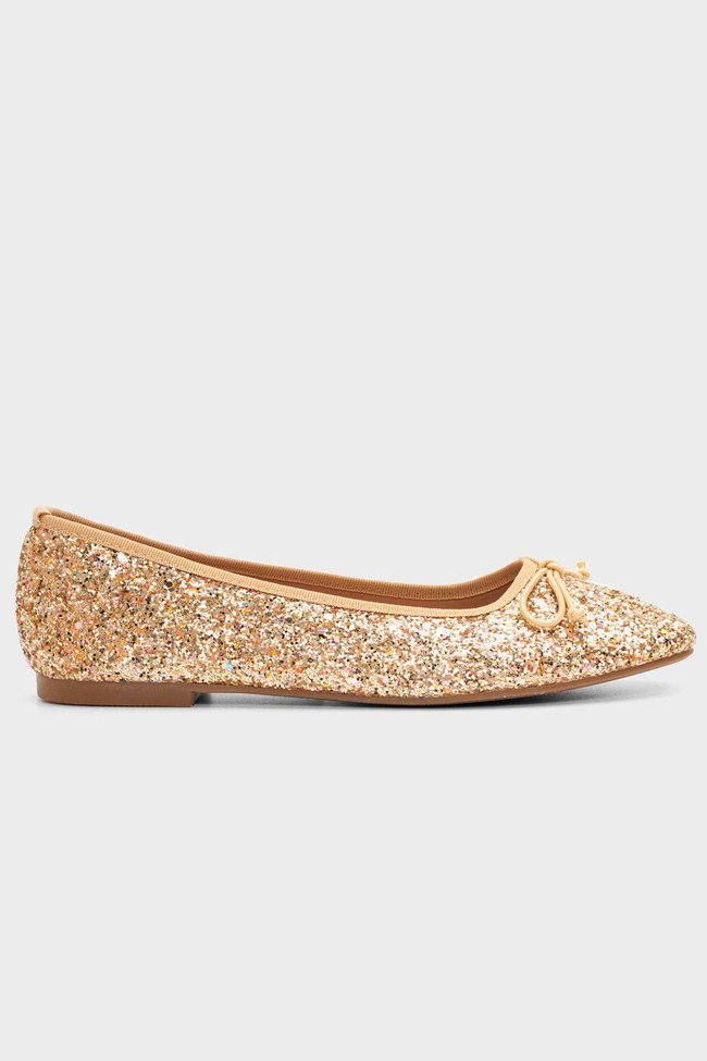 Casual Παπούτσια > Μπαλαρίνες Μπαλαρίνες Glitter με Φιόγκο - Χρυσό