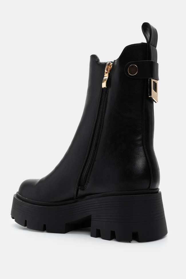 Ankle Boots with Elastic Lug Sole-