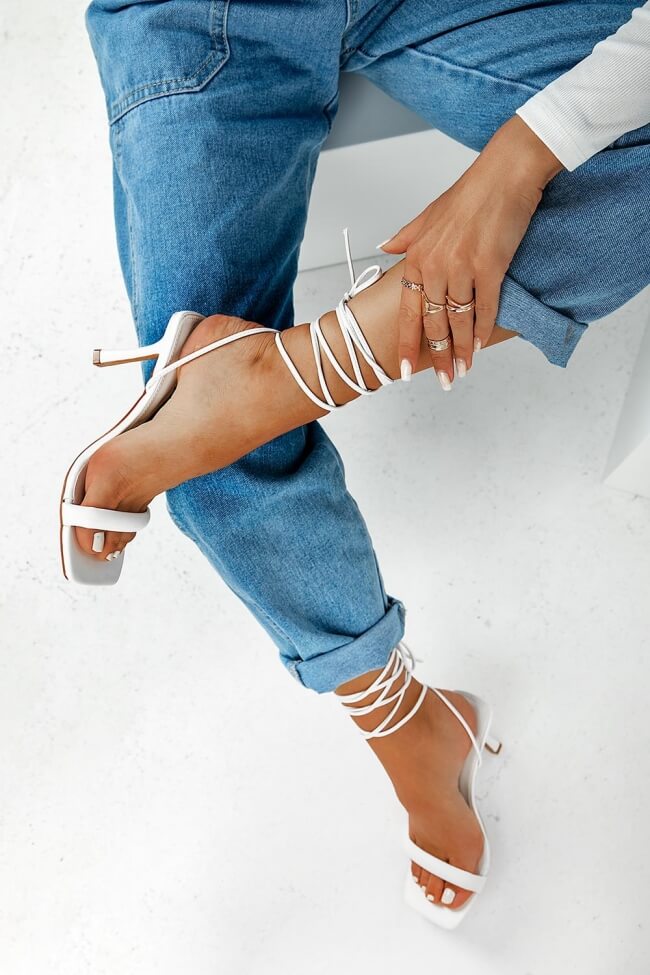 Mules Lace Up – Λευκό 36083
