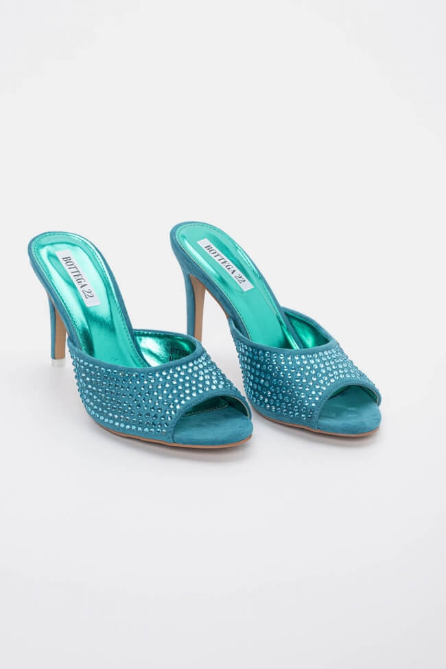 Mules Suede με Strass