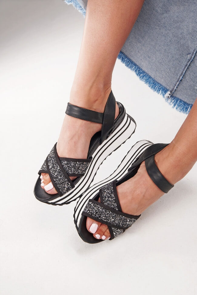 Sneakers Sandals με Χιαστί Λουράκια & Glitter
