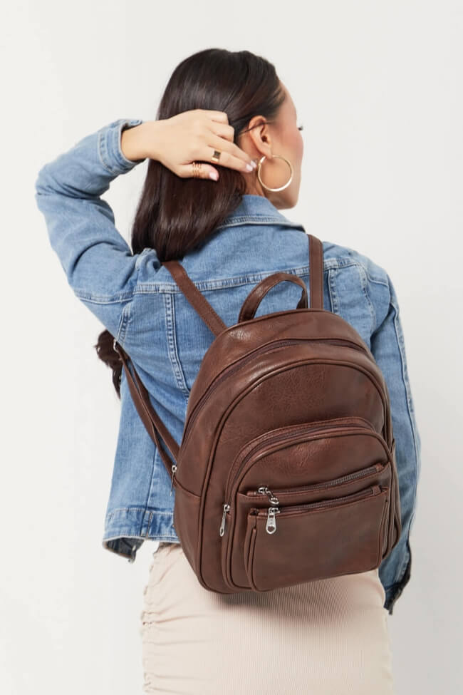 Τσάντα Backpack Δερματίνη Μονόχρωμο
