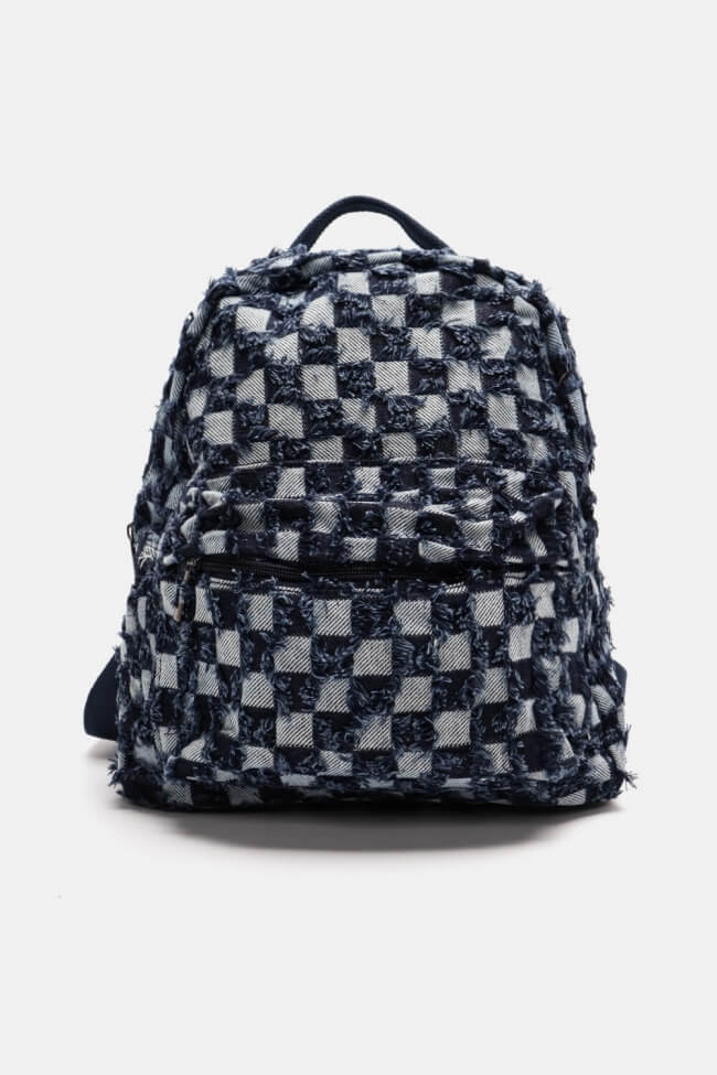 Τσάντα Backpack Υφασμάτινη Καρό